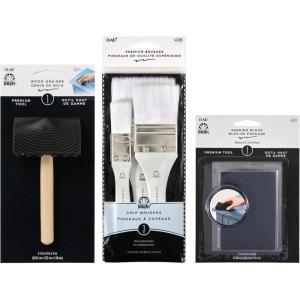 imageFolkArt Furniture Restoration Kit 5 Piece Set Includes 1 Sanding Block 1 Wood Grainer and 3 Chip Brushes