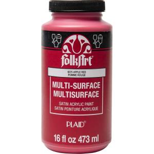 imageFolkArt MultiSurface Satin Acrylic Paint in Assorted Colors 16 oz Medium Gray 16 Fl OzApple Red