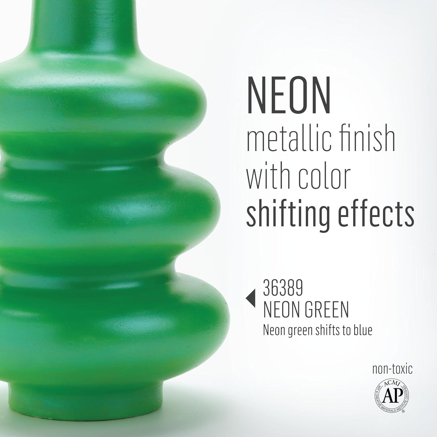 imageFolkArt Color Shift Acrylic Paint in Assorted Colors 2 ounce Black FlashNeon Green
