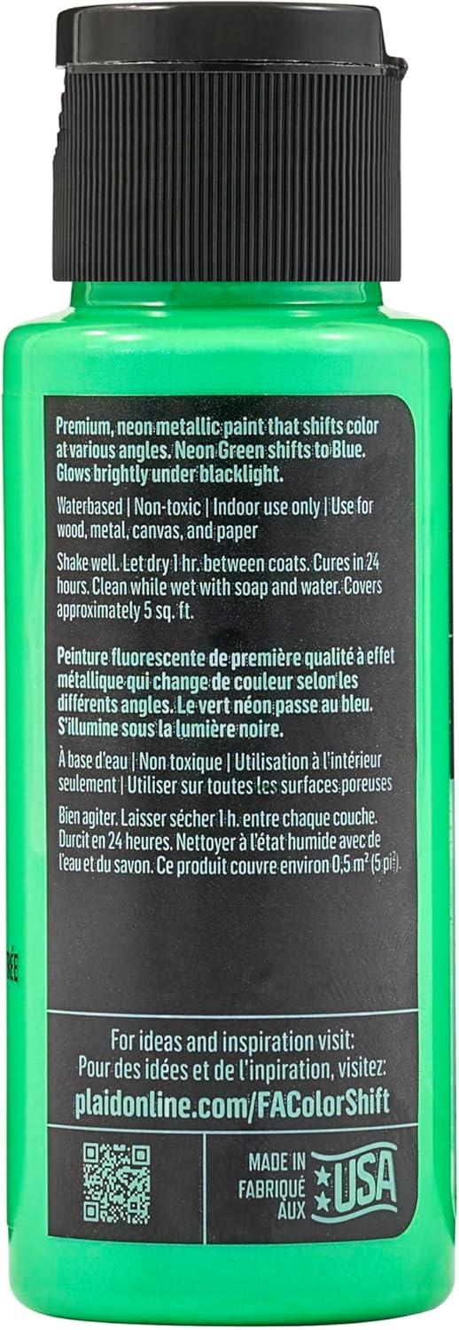 imageFolkArt Color Shift Acrylic Paint in Assorted Colors 2 ounce Black FlashNeon Green