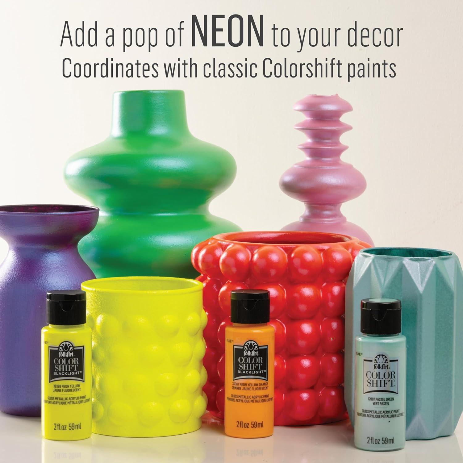 imageFolkArt Color Shift Acrylic Paint in Assorted Colors 2 ounce Black FlashNeon Yellow