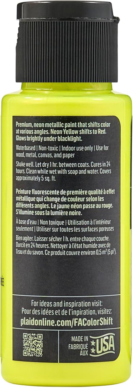 imageFolkArt Color Shift Acrylic Paint in Assorted Colors 2 ounce Black FlashNeon Yellow