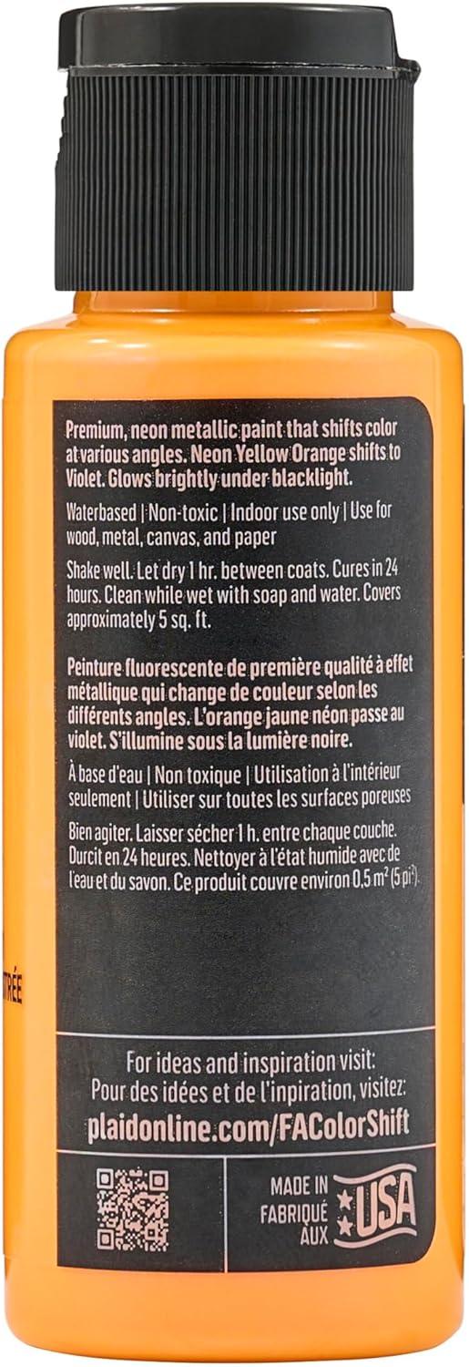 imageFolkArt Color Shift Acrylic Paint in Assorted Colors 2 ounce Black FlashNeon Yellow Orange