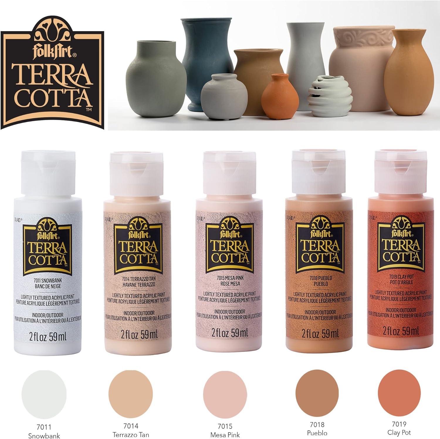 imageFolkArt Terra Cotta Acrylic Paint Set of 5 Essentials 2 fl oz Assorted Matte Finish Colors For Painting Drawing ampamp Art Supplies DIY Arts And Crafts Acrylic Paint For Kids And Adults 44506