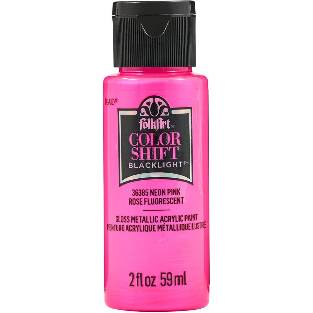 imageFolkArt Color Shift Acrylic Paint in Assorted Colors 2 ounce Black FlashNeon Pink