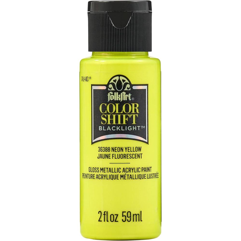 imageFolkArt Color Shift Acrylic Paint in Assorted Colors 2 ounce Black FlashNeon Yellow