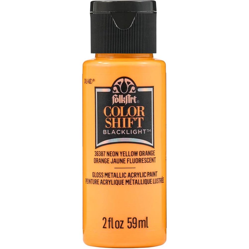 imageFolkArt Color Shift Acrylic Paint in Assorted Colors 2 ounce Black FlashNeon Yellow Orange