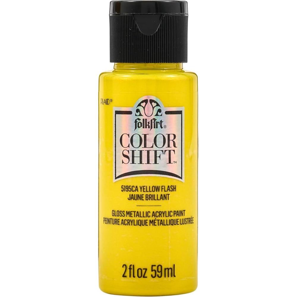 imageFolkArt Color Shift Acrylic Paint in Assorted Colors 2 ounce Black FlashYellow Flash