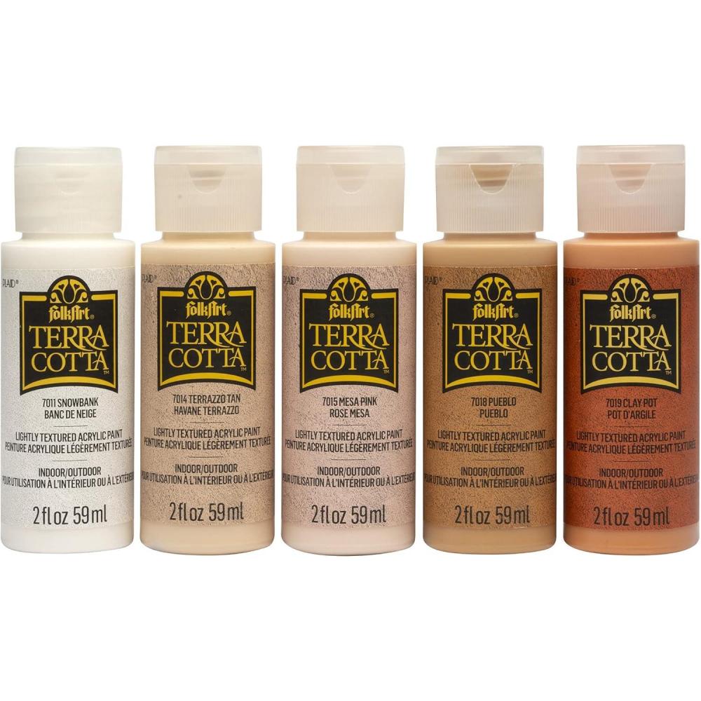 imageFolkArt Terra Cotta Acrylic Paint Set of 5 Essentials 2 fl oz Assorted Matte Finish Colors For Painting Drawing ampamp Art Supplies DIY Arts And Crafts Acrylic Paint For Kids And Adults 44506