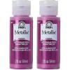 imageFolkArt Acrylic Metallic Paint 2 Fl Oz Pack of 1 Rose GoldSparkling Fuchsia