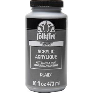 imageFolkArt Acrylic Craft Paints Medium Yellow 16 fl oz Premium Matte Finish Paint Perfect For Easy To Apply DIY Arts And Crafts 36358Medium Gray