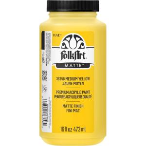 imageFolkArt Acrylic Craft Paints Medium Yellow 16 fl oz Premium Matte Finish Paint Perfect For Easy To Apply DIY Arts And Crafts 36358Medium Yellow