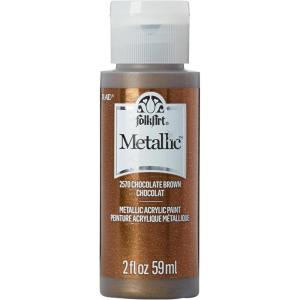 imageFolkArt Acrylic Metallic Paint 2 Fl Oz Pack of 1 Rose GoldChocolate Brown