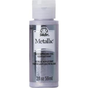 imageFolkArt Acrylic Metallic Paint 2 Fl Oz Pack of 1 Rose GoldShimmering Steel