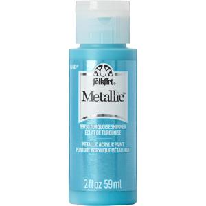 imageFolkArt Acrylic Metallic Paint 2 Fl Oz Pack of 1 Rose GoldTurquoise Shimmer