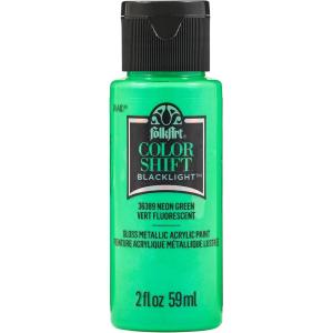 imageFolkArt Color Shift Acrylic Paint in Assorted Colors 2 ounce Black FlashNeon Green