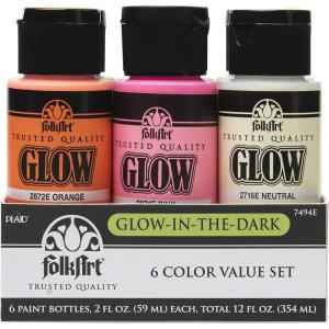 imageFolkArt Glow in The Dark Paint Set 2 Fl Oz Pack of 66 Fl Oz Pack of 1