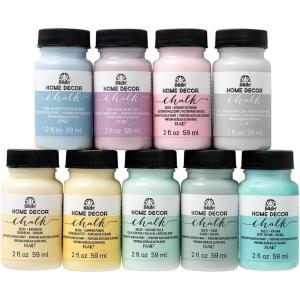 imageFolkArt Home Decor Ultra Matte Chalk Finish Acrylic Craft Paint Set Formulated for NoPrep Application Designed for Beginners and Artists 2 oz Bottles Top ColorsPastel
