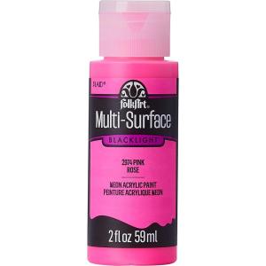 imageFolkArt MultiSurface Blacklight multisurface neon Glow in The Dark Paint 2 oz Pink 2 Fl OzPink