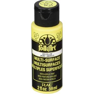 imageFolkArt MultiSurface Blacklight multisurface neon Glow in The Dark Paint 2 oz Pink 2 Fl OzYellow