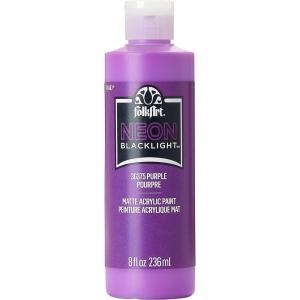 imageFolkArt Neon Acrylic Craft Paint Purple 8 fl oz Premium Glow In The Dark Paint Perfect For Easy To Apply DIY Arts And Crafts 36375