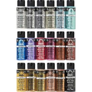 imageFolkArt Neon Glow Acrylic Paint Set 2 oz 8 Fl Oz18 Metallics