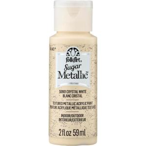 imageFolkArt Sugar Metallic Acrylic Craft Paint Evergold 2 fl oz Textured Paint for Indoor and Outdoor DIY Arts and Crafts Projects 50911Crystal White