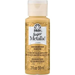 imageFolkArt Sugar Metallic Acrylic Craft Paint Evergold 2 fl oz Textured Paint for Indoor and Outdoor DIY Arts and Crafts Projects 50911Golden Hour