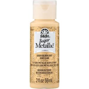 imageFolkArt Sugar Metallic Acrylic Craft Paint Evergold 2 fl oz Textured Paint for Indoor and Outdoor DIY Arts and Crafts Projects 50911Golden Light