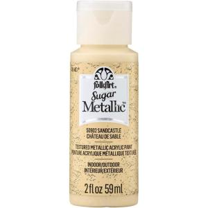 imageFolkArt Sugar Metallic Acrylic Craft Paint Evergold 2 fl oz Textured Paint for Indoor and Outdoor DIY Arts and Crafts Projects 50911Sandcastle