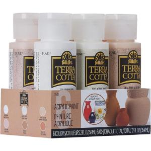 imageFolkArt Terra Cotta Acrylic Paint Set Essentials 6 Piece DIY Terra Cotta Acrylic Paint Kit Featuring 6 Colors For DIY Indoor ampamp Outdoor MultiSurface Craft Projects 7592
