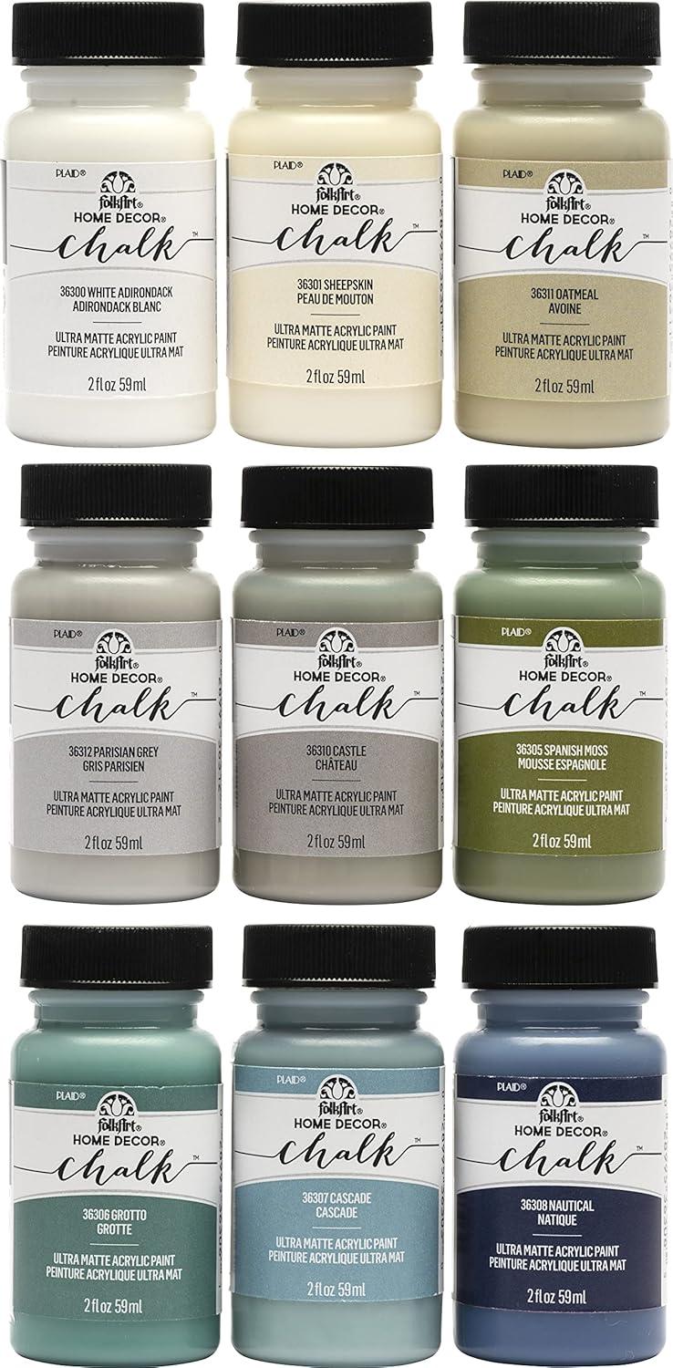 imageFolkArt 99445 24 Bottle Acrylic Craft Paint Set with 10 Pack of Brushes 2oz Colors May VaryAssorted Colors