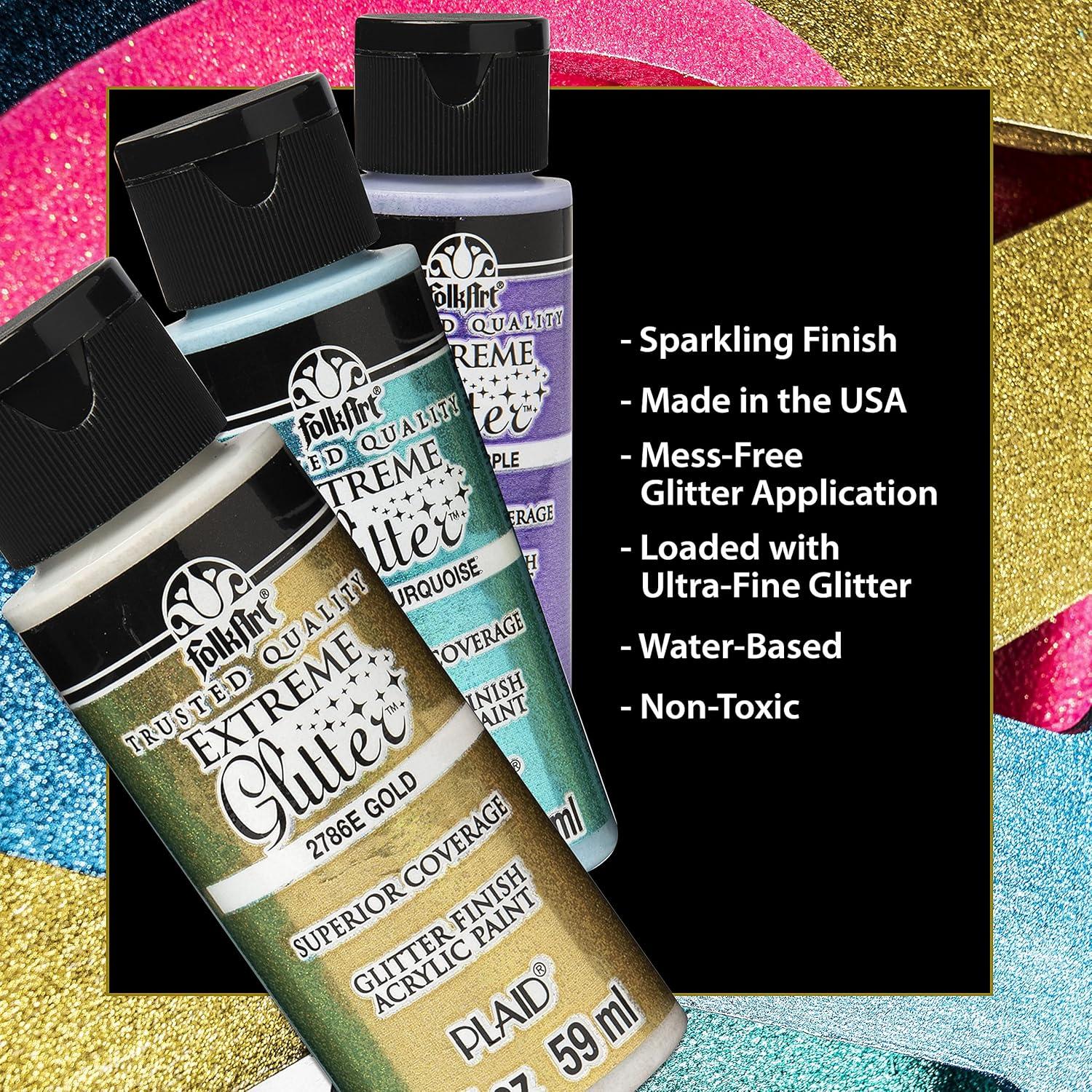 imageFolkArt 99445 24 Bottle Acrylic Craft Paint Set with 10 Pack of Brushes 2oz Colors May VaryAssorted Colors