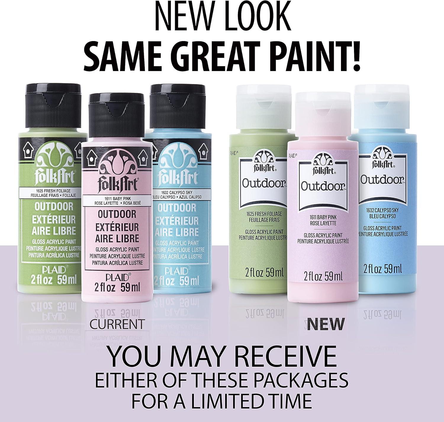 imageFolkArt Outdoor Acrylic Paint in Assorted Colors 2 Ounce 1614 Engine RedWicker White