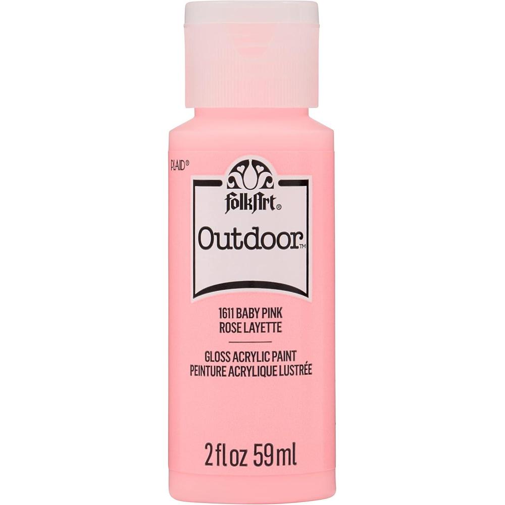 imageFolkArt Outdoor Acrylic Paint in Assorted Colors 2 Ounce 1614 Engine RedBaby Pink
