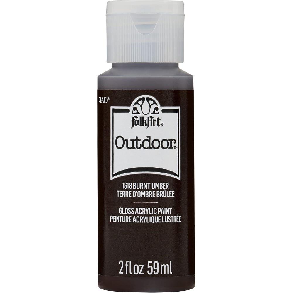 imageFolkArt Outdoor Acrylic Paint in Assorted Colors 2 Ounce 1614 Engine RedBurnt Umber