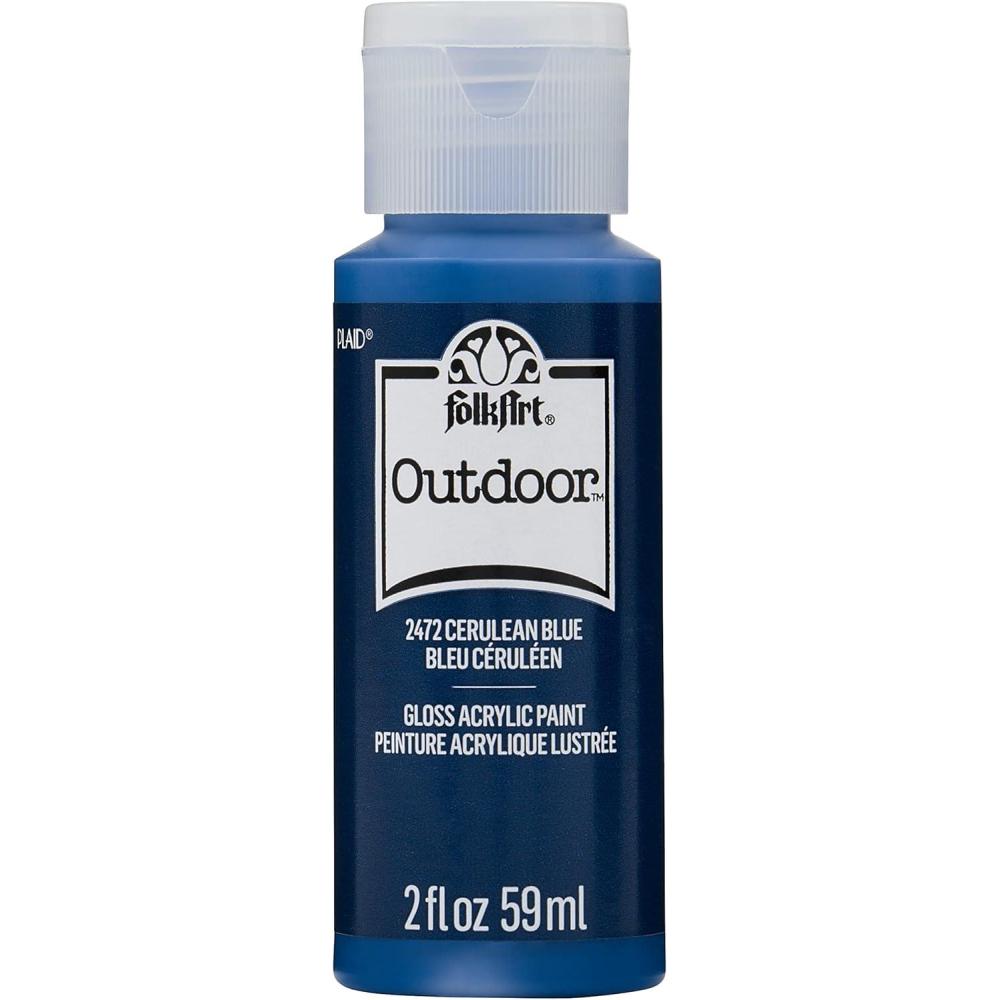 imageFolkArt Outdoor Acrylic Paint in Assorted Colors 2 Ounce 1614 Engine RedCerulean Blue