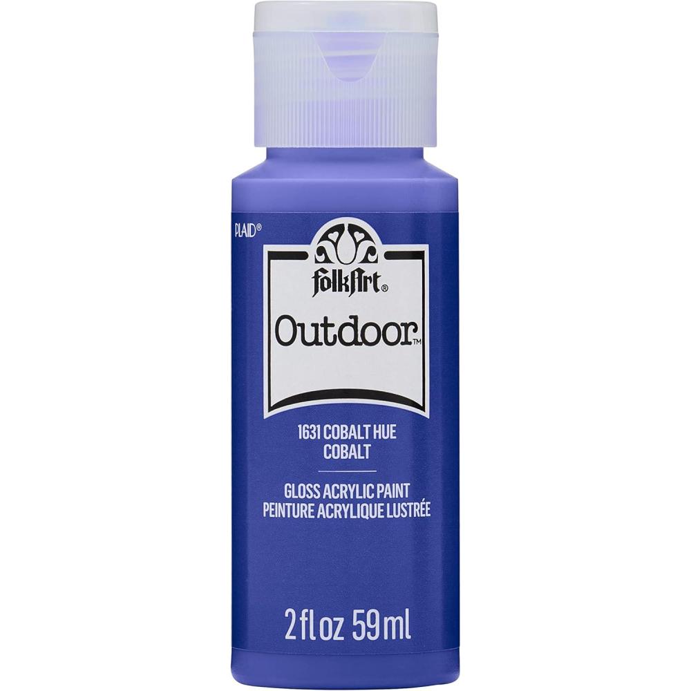 imageFolkArt Outdoor Acrylic Paint in Assorted Colors 2 Ounce 1614 Engine RedCobalt