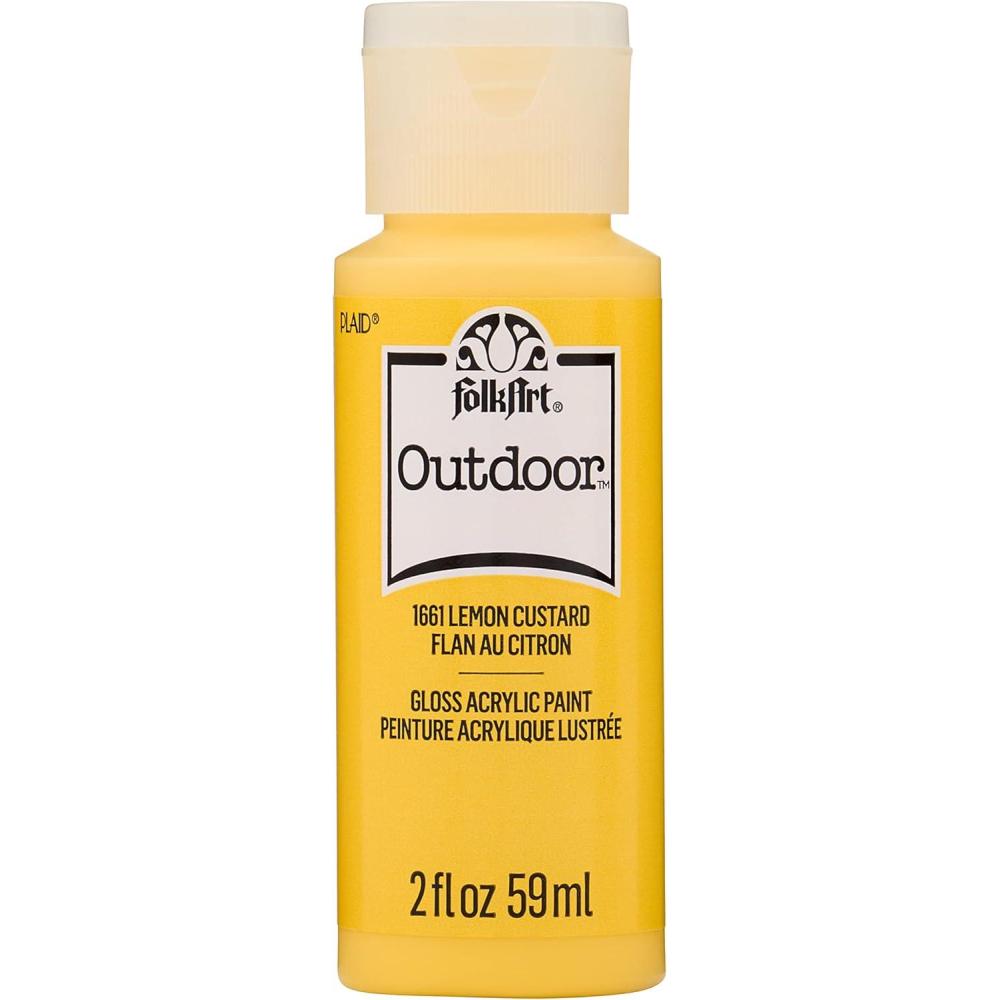 imageFolkArt Outdoor Acrylic Paint in Assorted Colors 2 Ounce 1614 Engine RedLemon Custard