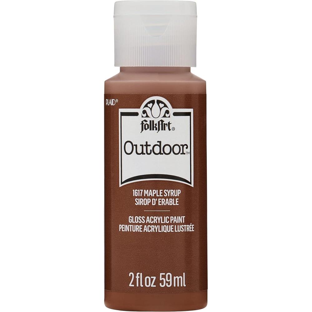 imageFolkArt Outdoor Acrylic Paint in Assorted Colors 2 Ounce 1614 Engine RedMaple Syrup