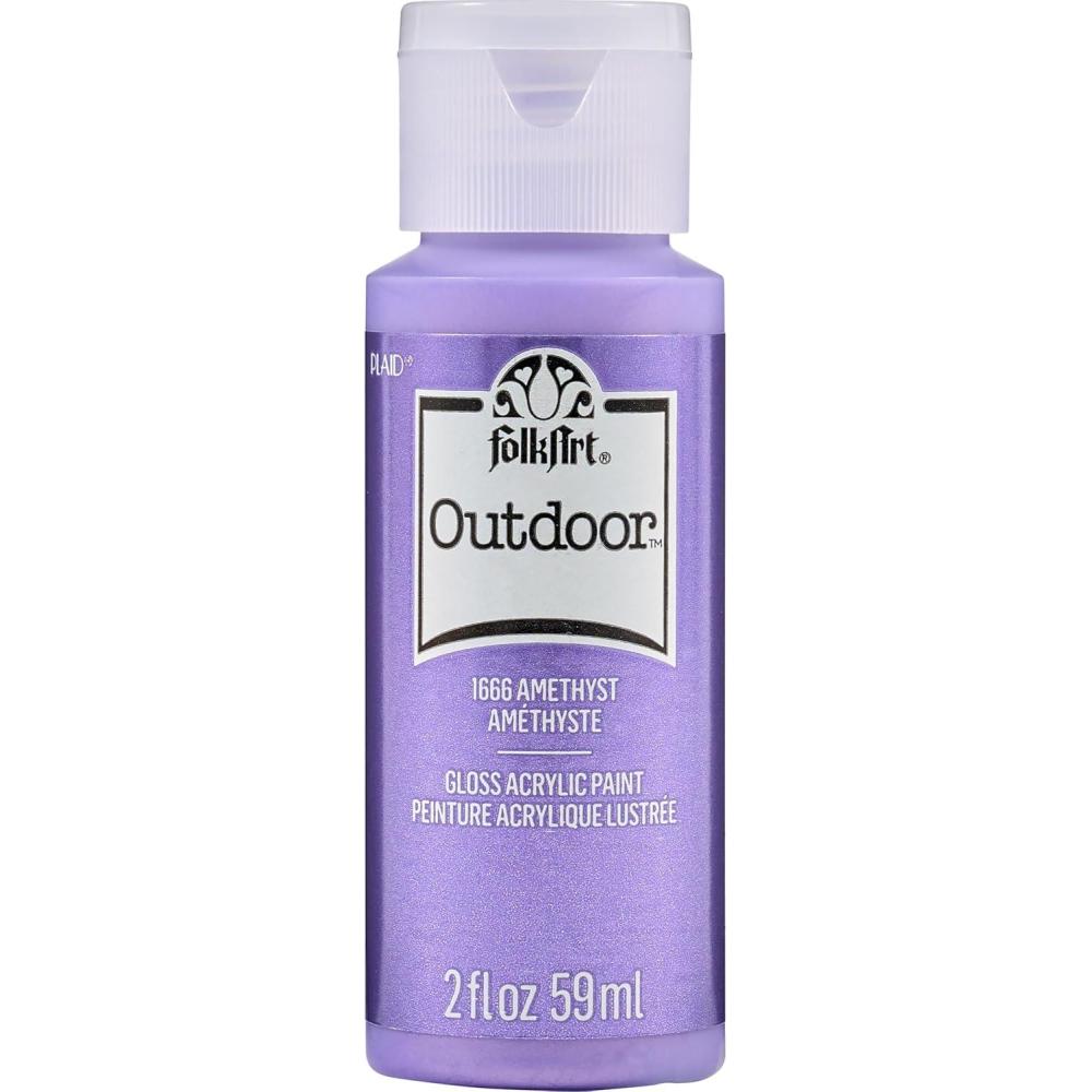imageFolkArt Outdoor Acrylic Paint in Assorted Colors 2 Ounce 1614 Engine RedMetallic Amethyst