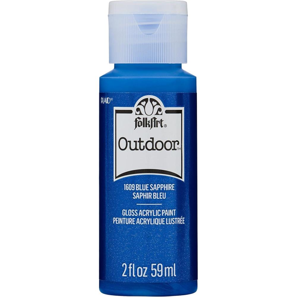 imageFolkArt Outdoor Acrylic Paint in Assorted Colors 2 Ounce 1614 Engine RedMetallic Blue Sapphire