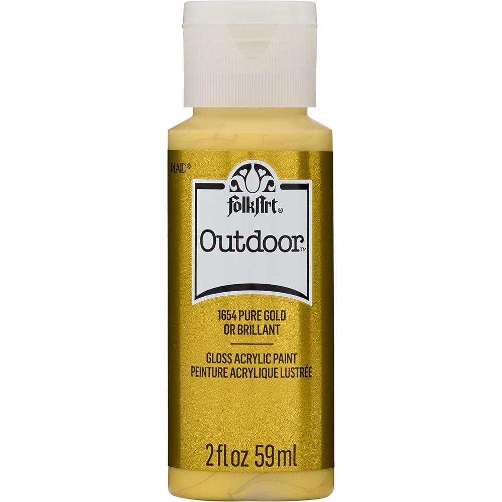 imageFolkArt Outdoor Acrylic Paint in Assorted Colors 2 Ounce 1614 Engine RedMetallic Pure Gold