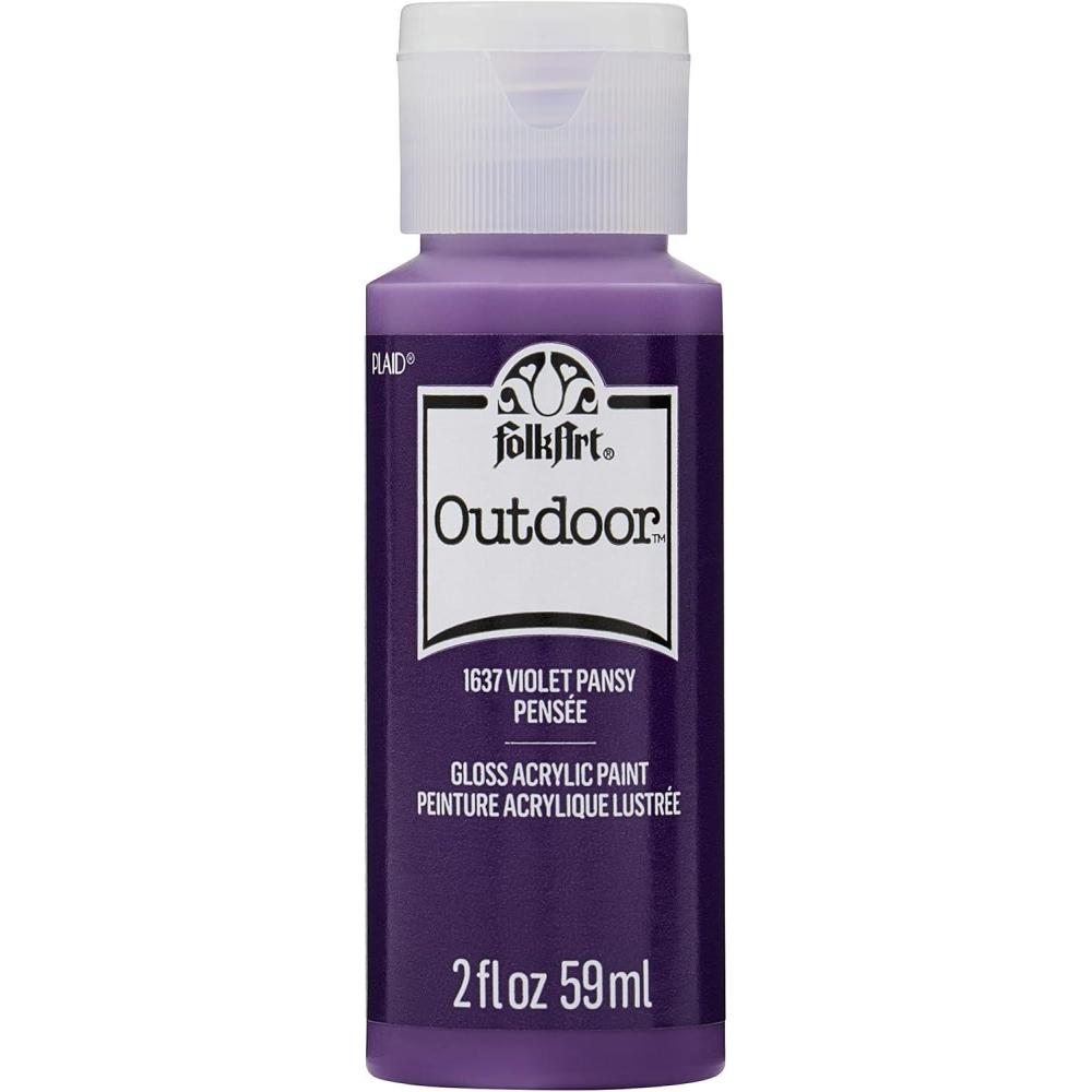 imageFolkArt Outdoor Acrylic Paint in Assorted Colors 2 Ounce 1614 Engine RedViolet Pansy