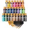 imageFolkArt 99445 24 Bottle Acrylic Craft Paint Set with 10 Pack of Brushes 2oz Colors May VaryAssorted Colors