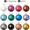 imageFolkArt Jewel Tone Acrylic Craft Paint Kit 15 Piece Set Including 12 Metallic Colors and 3 Premium Paintbrushes PROMOFAMET15