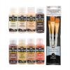 imageFolkArt MultiSurface Skintone Acrylic Craft Paint Kit 11 Piece Set Featuring 8 Satin Finsh Colors and 3 Premium Paintbrushes PROMOSKNTN12