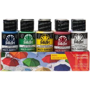 imageFolkArt Color 10 Bottle MultiSurface Acrylic Paint Set 2oz Basics