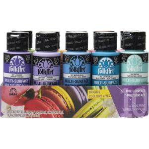 imageFolkArt Color 10 Bottle MultiSurface Acrylic Paint Set 2oz Brights