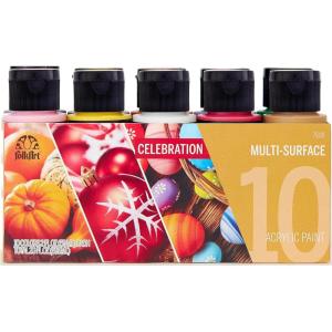 imageFolkArt Color 10 Bottle MultiSurface Acrylic Paint Set 2oz Celebrations 20 Fl Oz Pack of 1